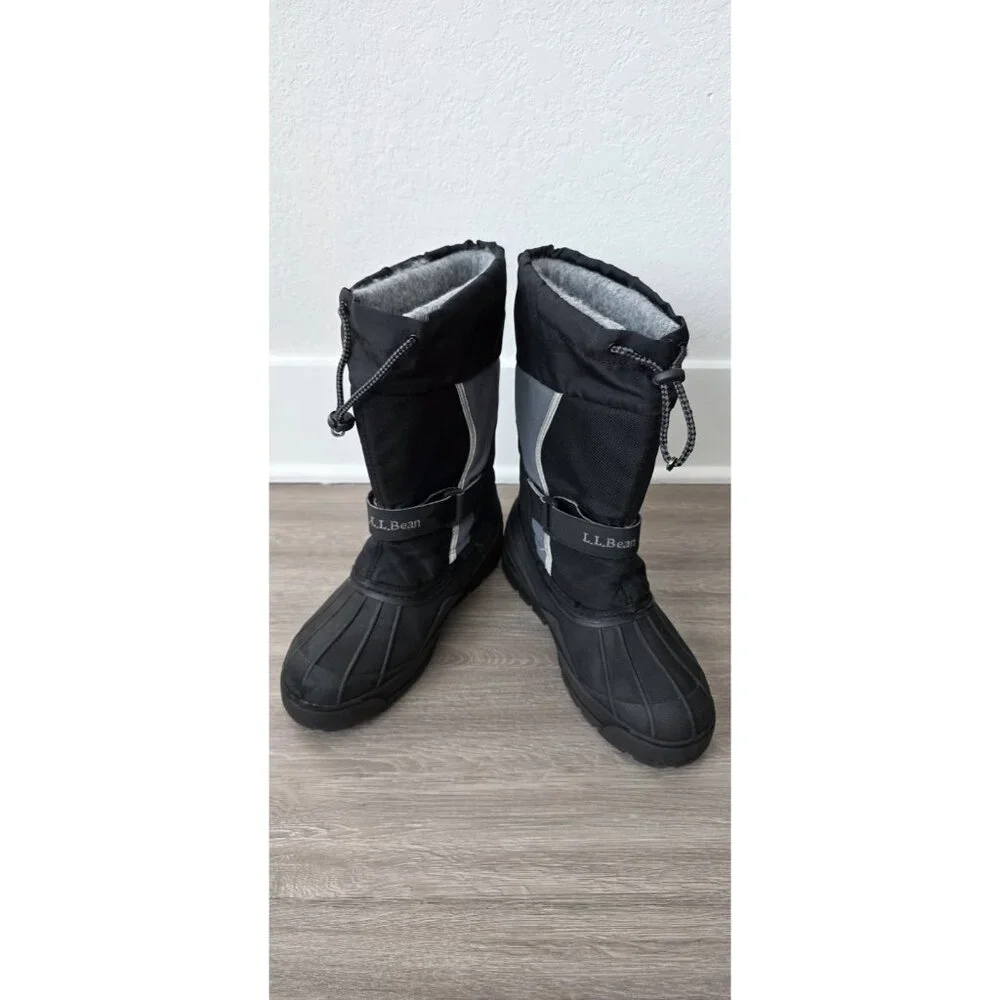 LL Bean Northwoods Kids Snow Boots Size 6 Black‎ Gray Winter Felt Insert